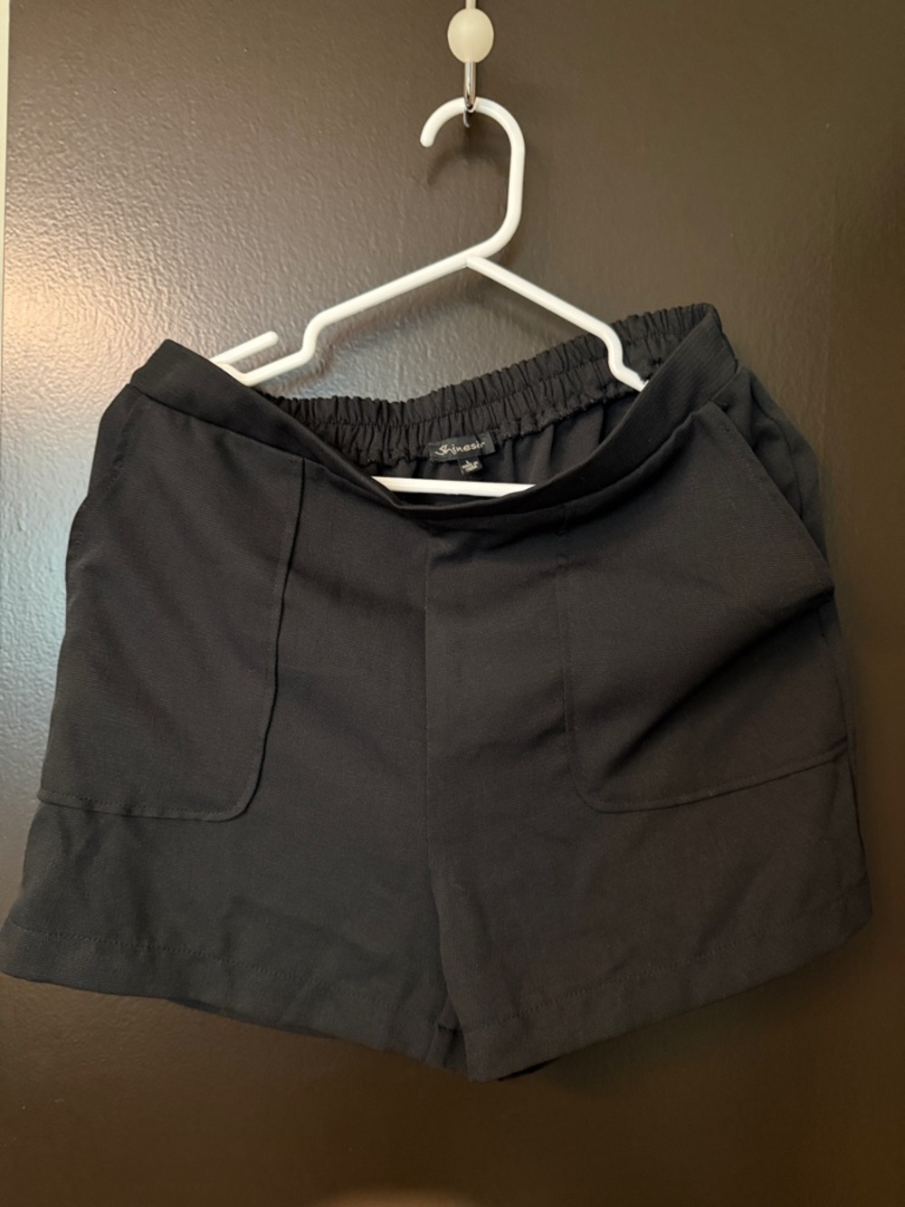 Shinestar Black High-Waist Pull-On Shorts with Front  Pockets